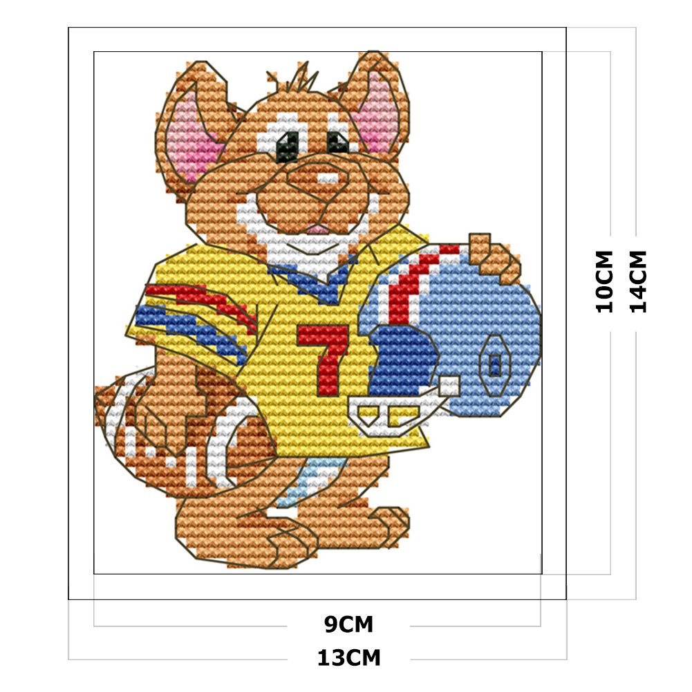 Ponto cruz estampado 14ct - mouse esportivo (14*13cm)