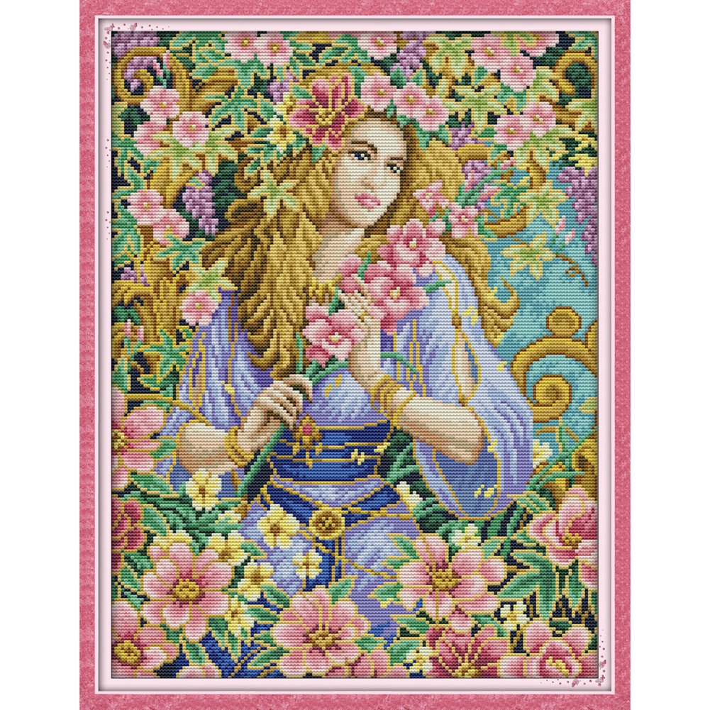 14ct Stamped Cross Stitch Flower Beauty (44*34cm)