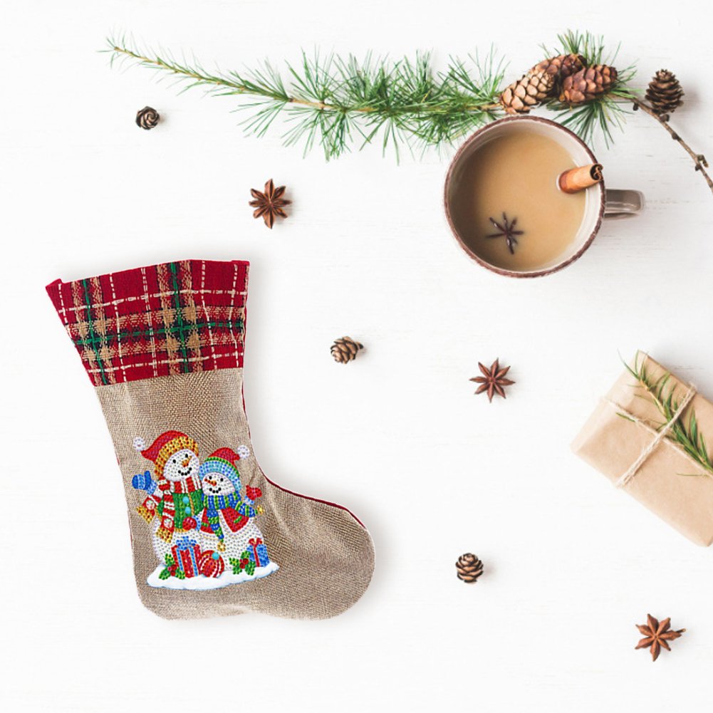 DIY Diamond Painting Chritsmas Socks - Snowman