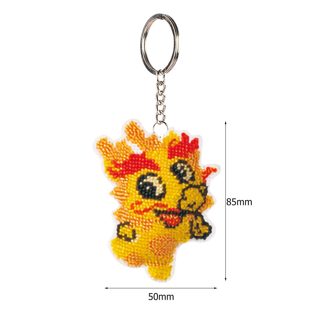 Stamped Beads Cross Stitch Keychain Dragon