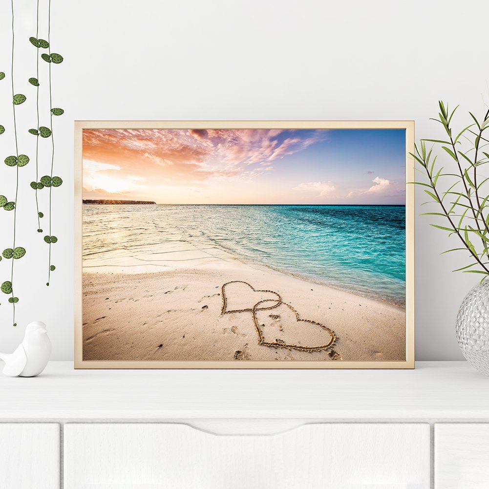Diamond Painting - Full Round -Heart Beach