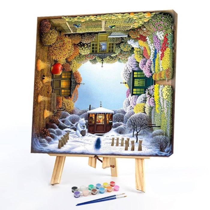 Paint By Numbers Four Seasons Home Hand Painted Canvas Picture