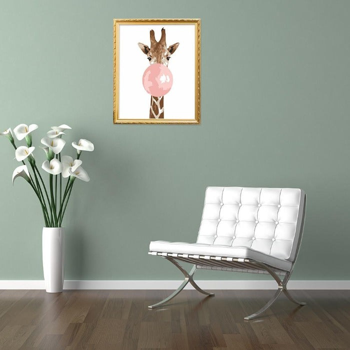 3D DIY Giraffe Bubble Gum Coloring Paint By Numbers Home Wall Art Picture