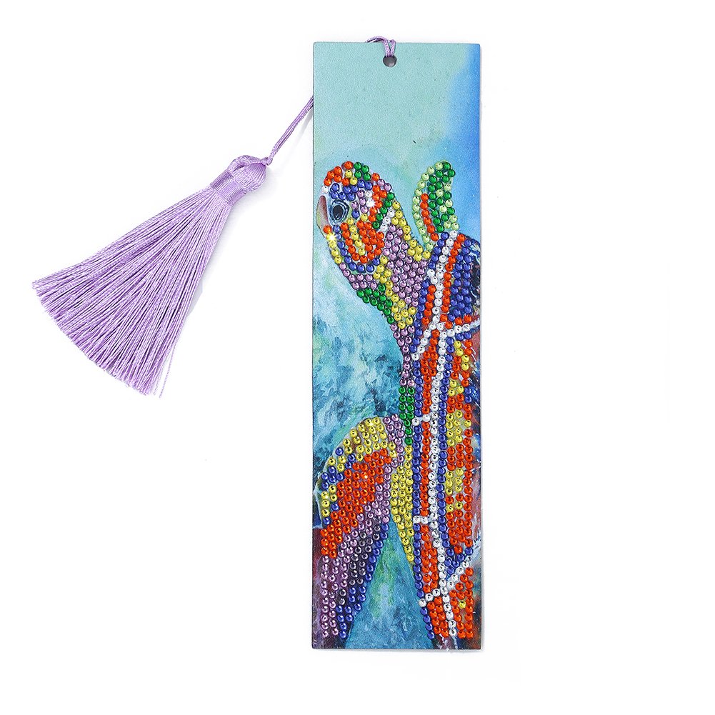 DIY Turtle Diamond Painting Leather Bookmark Tassel Handicraft Art
