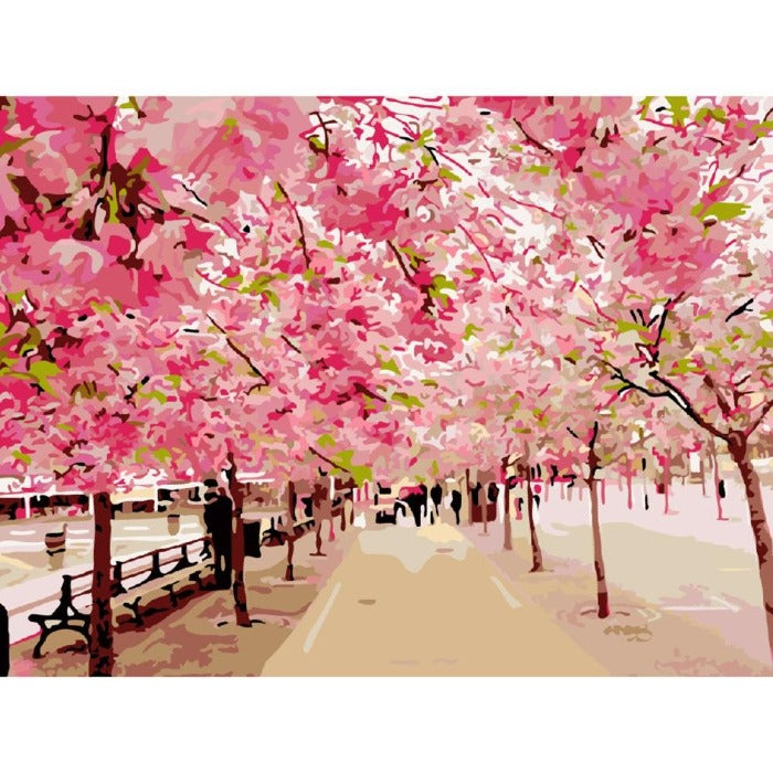 Painting By Numbers Kit DIY Tree Avenue Oil Art Picture Craft Home Wall Decor