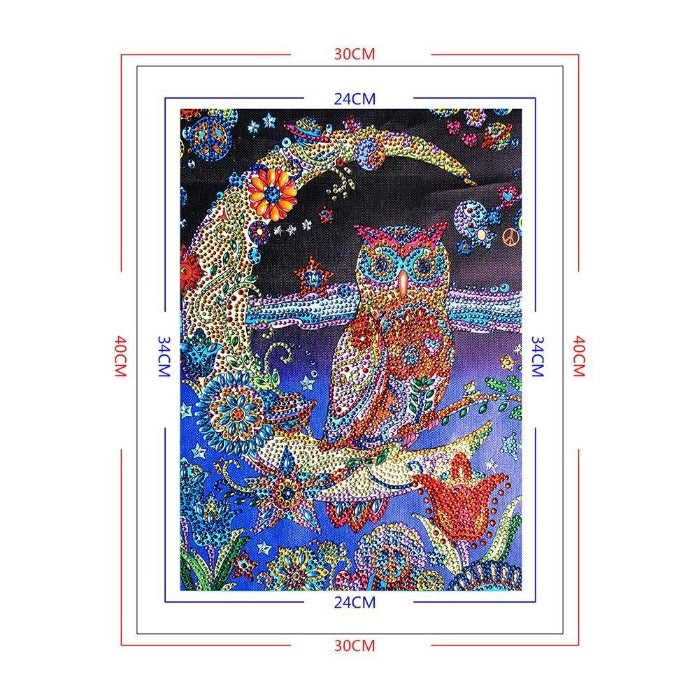 DIY 5D Crystal Rhinestone Diamond Painting Kit Owl Moon Model: D1024 Bird