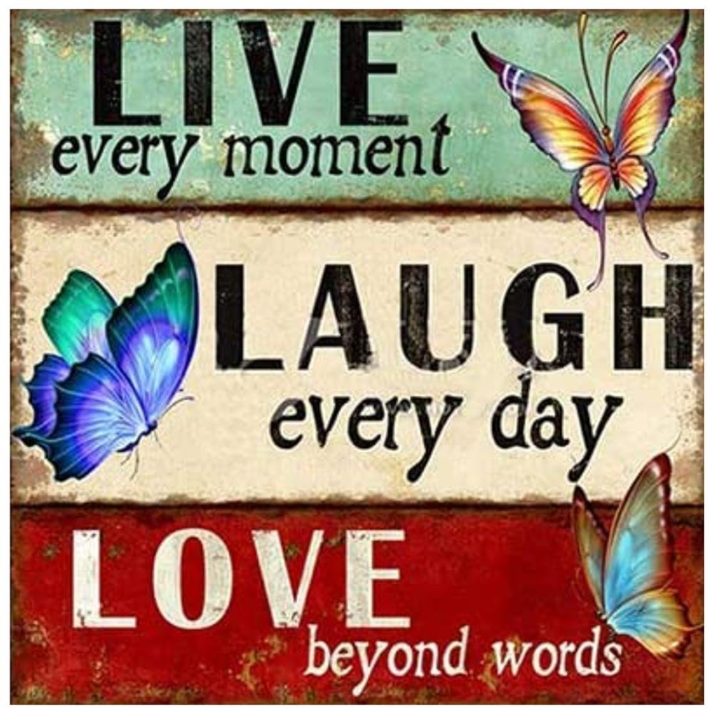 5D Diy Diamond Painting Kit Full Round Beads Live Laugh Love (35*35cm)