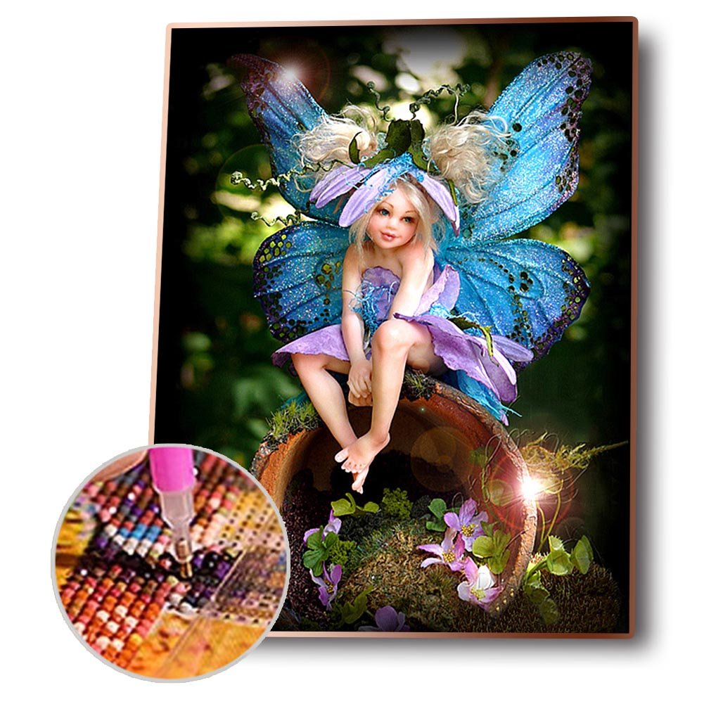 Pintura Diamante - Rodada Completa - Fada Menina C