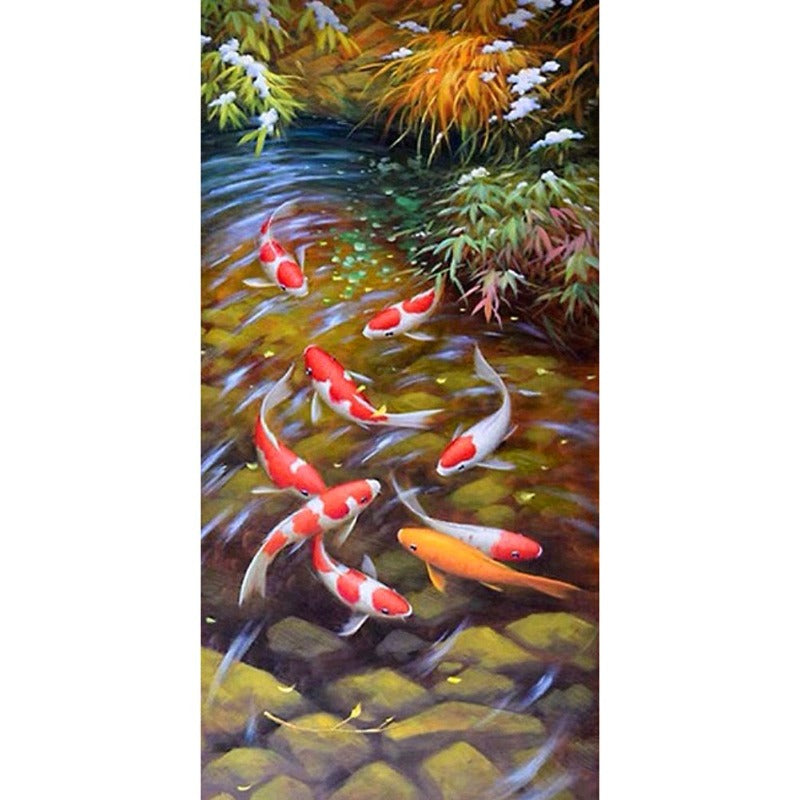 Fish In The Stream Full Round Square Diamond Painting Kits