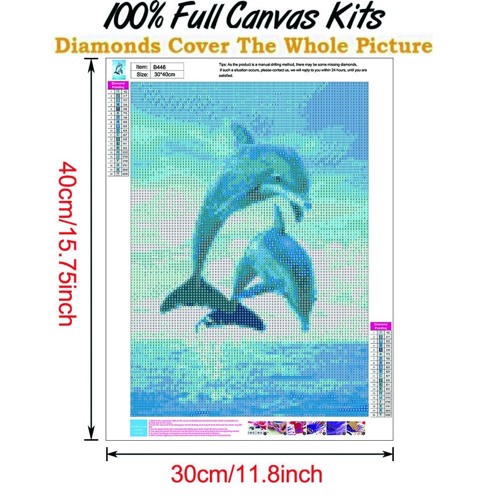 Kit de pintura de diamante DIY 5D - Rodada completa - Golfinho saltador A