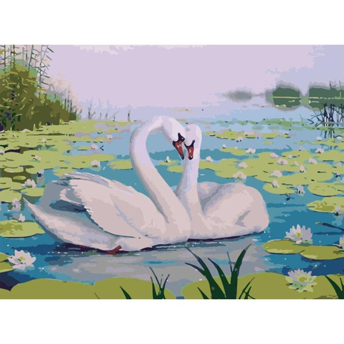 Kit de Cuadro para Pintar al Óleo por Números Minimundo Lago de Cisnes 65 x  50 cm