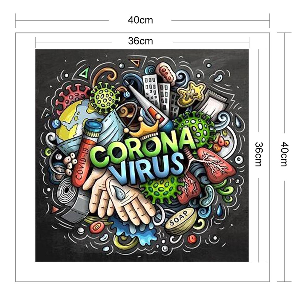 Ponto Cruz Estampado 11ct - Combate ao Coronavírus (40*40cm)