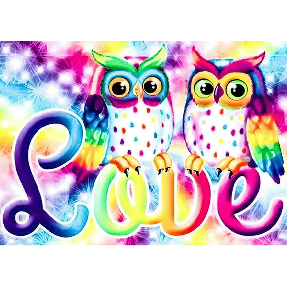 5D Diy Diamond Painting Kit Full Round Beads Cartoon Owl
