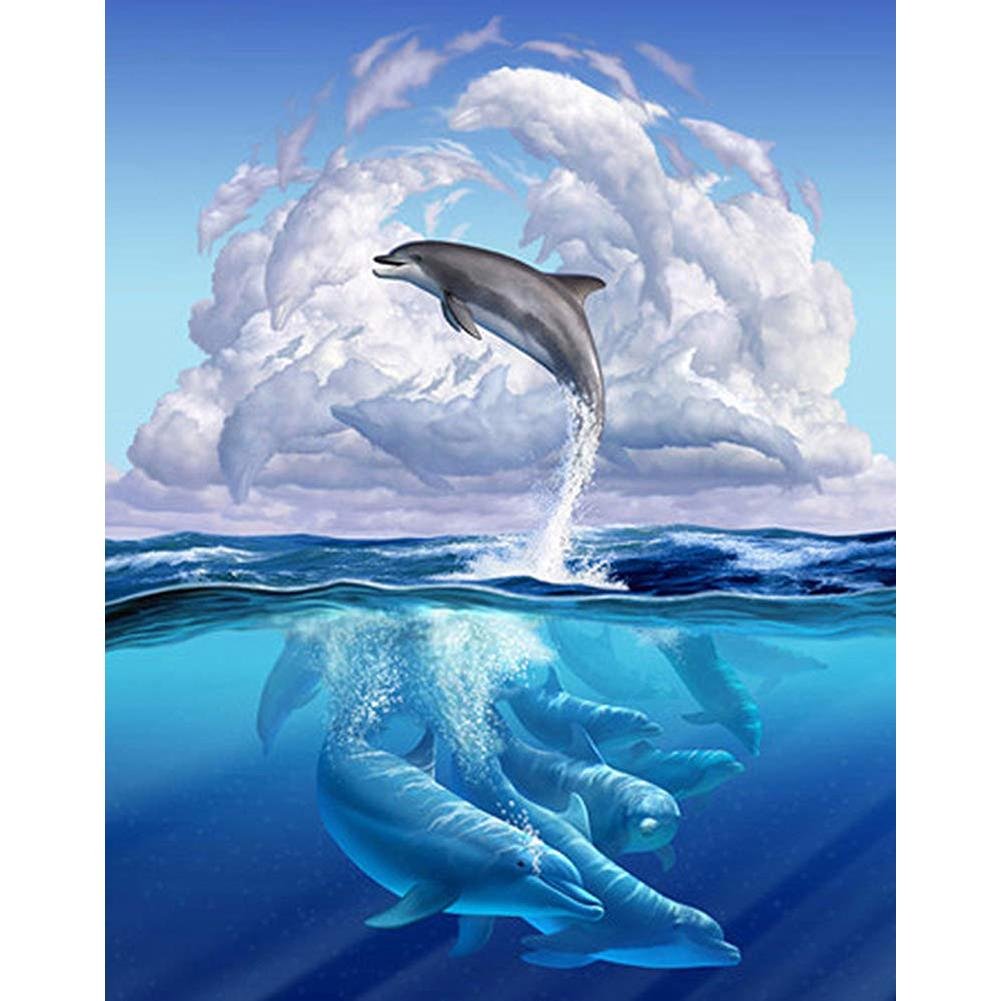 Jumping Fish Diamond Painting Kit with Free Shipping – 5D Diamond Paintings
