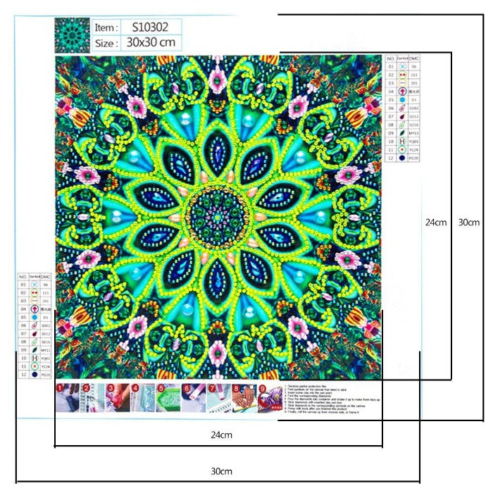 Diamond Painting Art Crystal Rhinestone Green Mandala