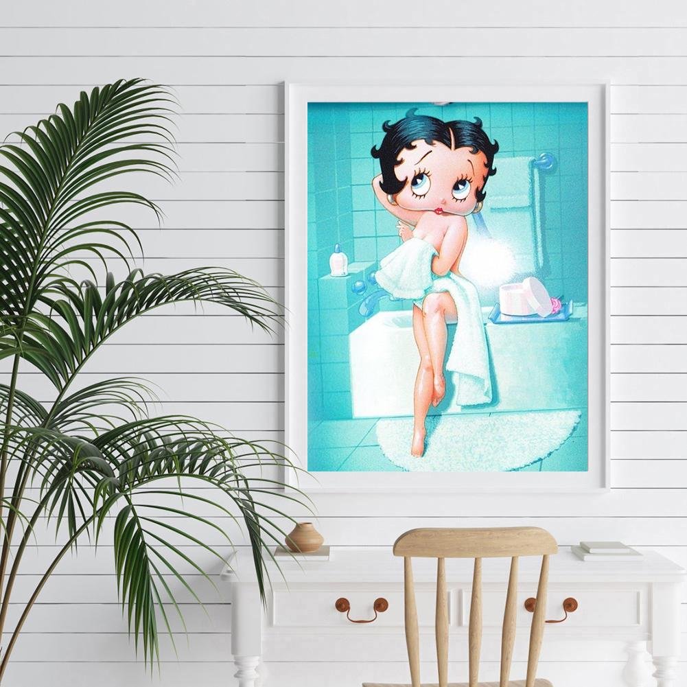 Kit de pintura de diamante DIY 5D - rodada completa - tomando banho Betty Boop