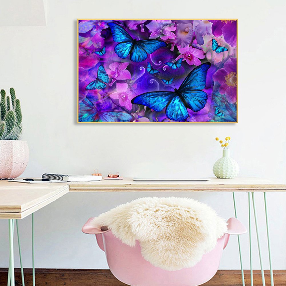Diamond Painting - Full Round - Flower Butterfly F