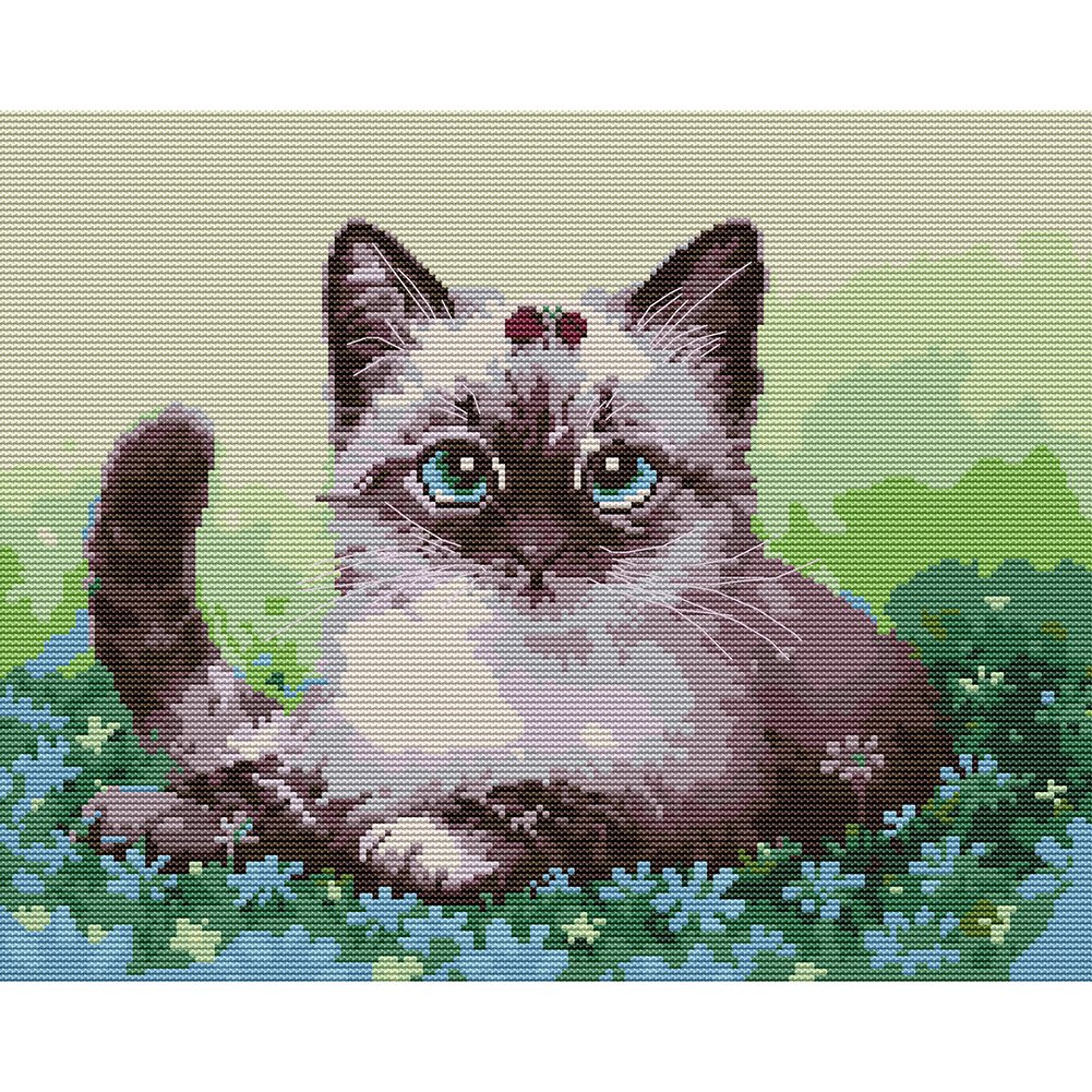 14ct Stamped Cross Stitch Cat (39*32cm)