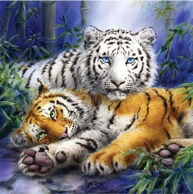 Diamond Painting - Partial Round - Tigers