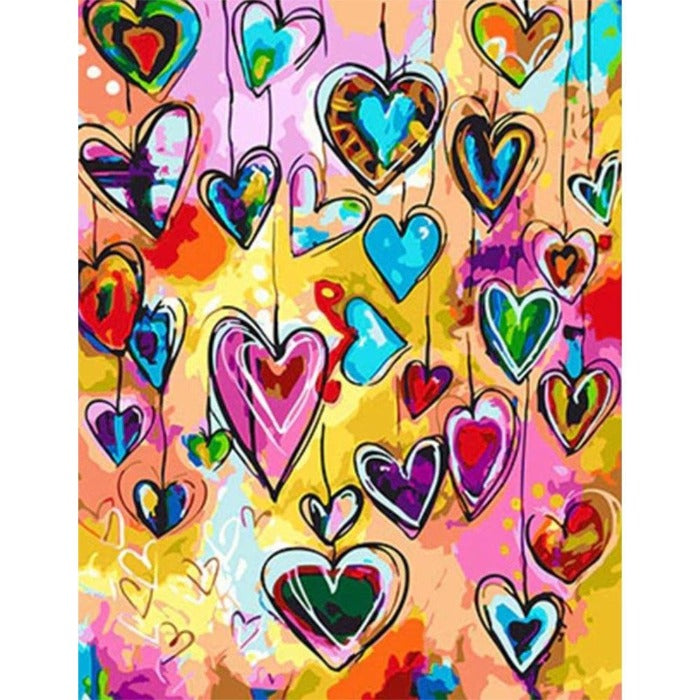 Love Heart Hand Painted Canvas Oil Art Picture Craft Home Wall Decor