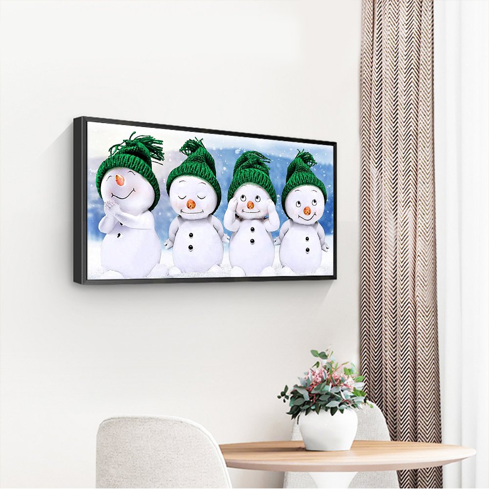 Pintura Diamante - Redondo Completo - Boneco de Neve (30*50cm)