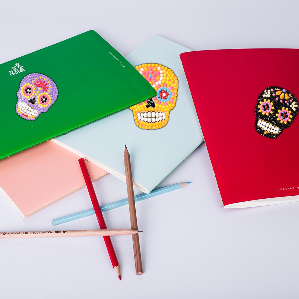 5x Diamond Painting DIY Color Skulls Sticker for Cup Book Phone Decoration