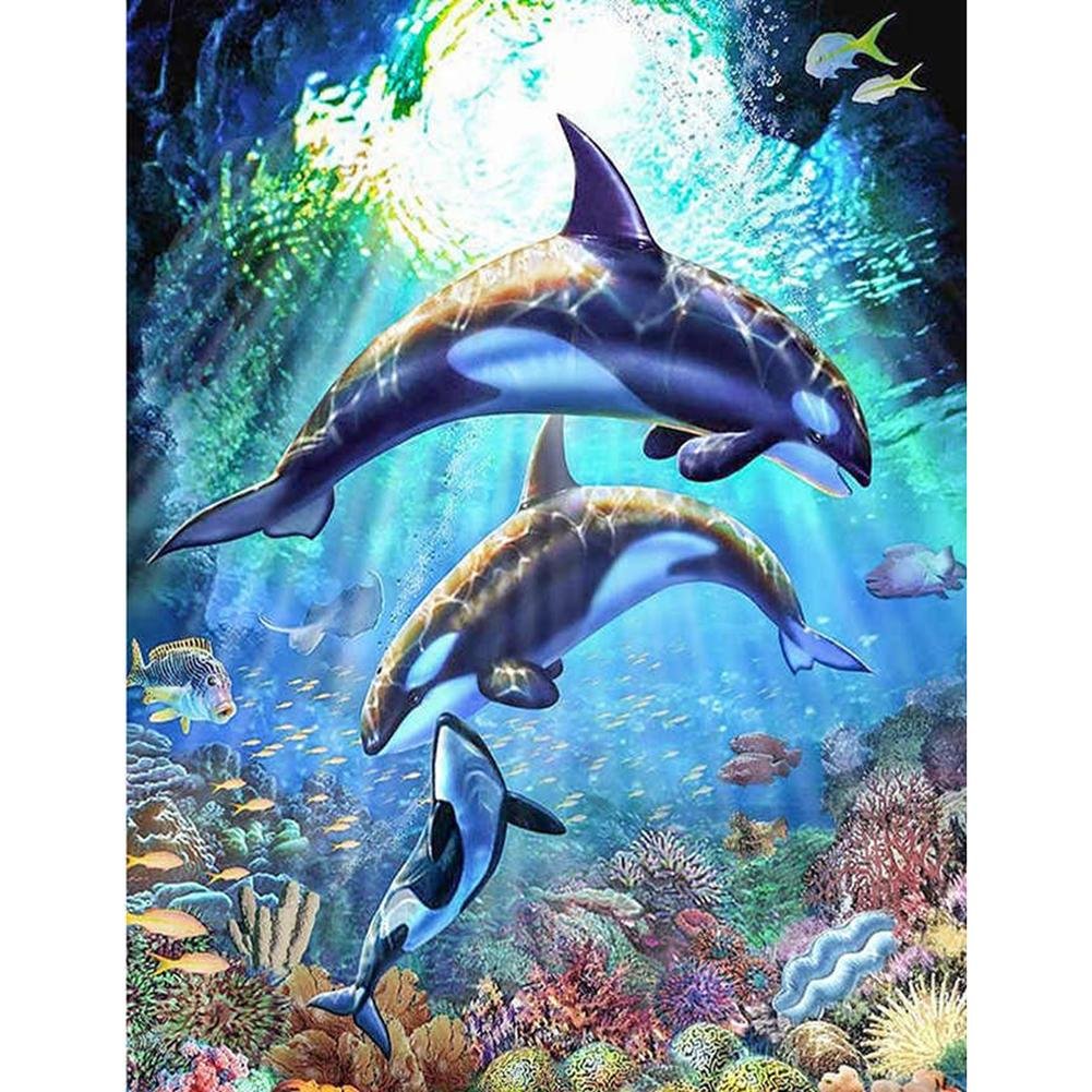 5D DIY Diamond Painting Kit - Full Round - Dolphin A