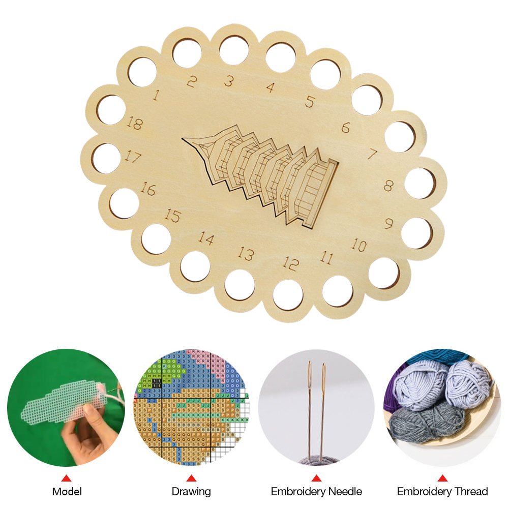 Hollow Thread Board Wooden Cross Stitch Tool - Pagoda