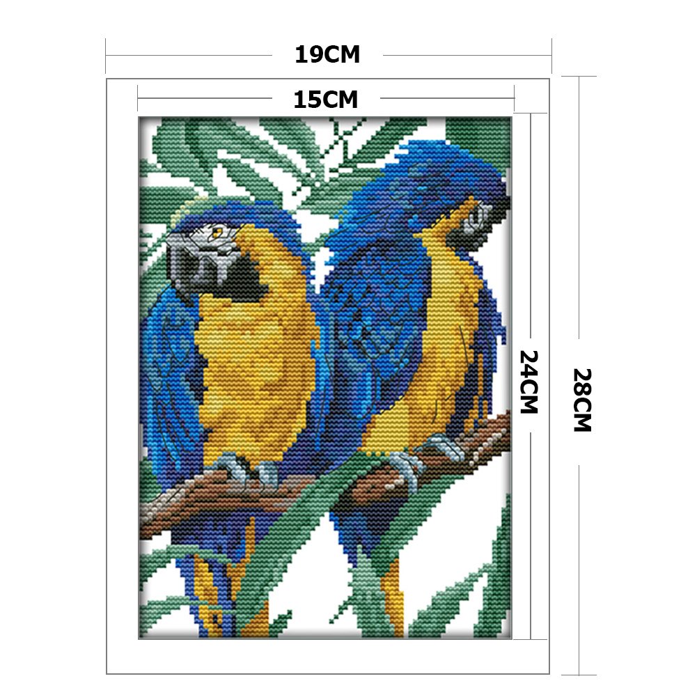 Ponto cruz estampado 14ct - Papagaios (19*28cm)
