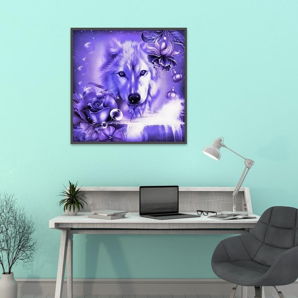 Diamond Painting - Full Round - Purple Wolf Rose