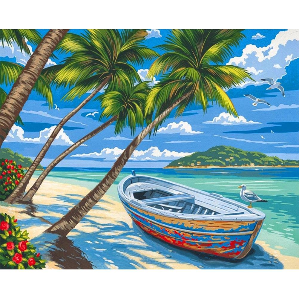 Paint By Number Oil Painting Sea Boats (40*50cm)