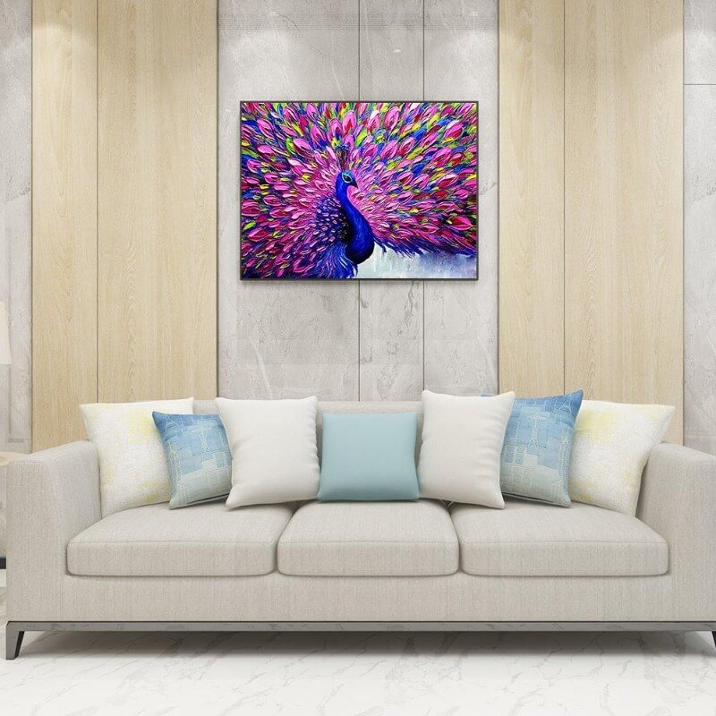 diamond dotz purple peacock diamond embroidery kit display