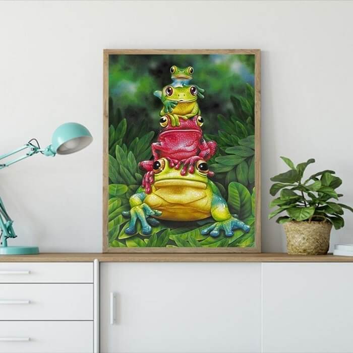 full round drill frogs diamond painting wall picture