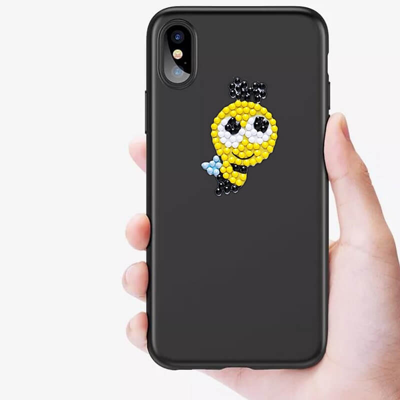 cartoon bee diamond painting sticker on mobile phone