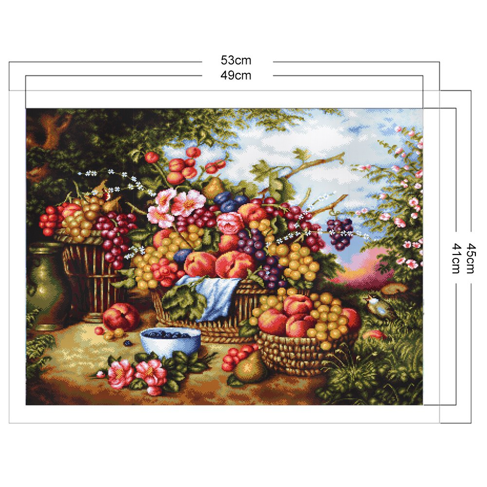 11ct Estampado Ponto Cruz - Cesta de Frutas (53*45cm)