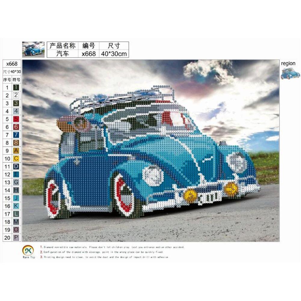 Diamond Painting - Partial Round - Blue Car
