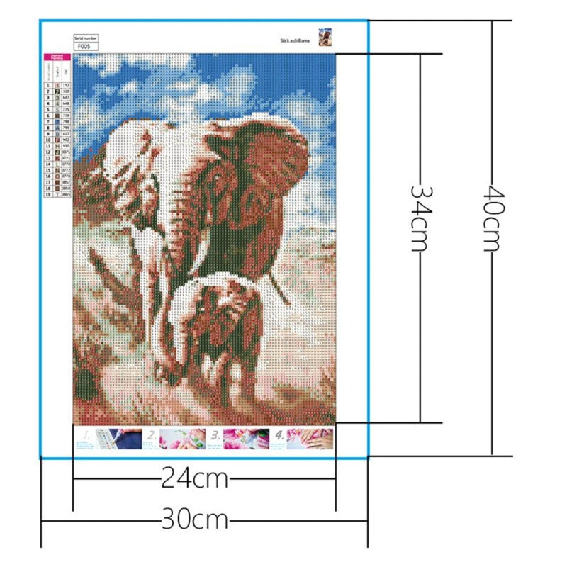 African elephant Full Square 5d Diamond embroidery