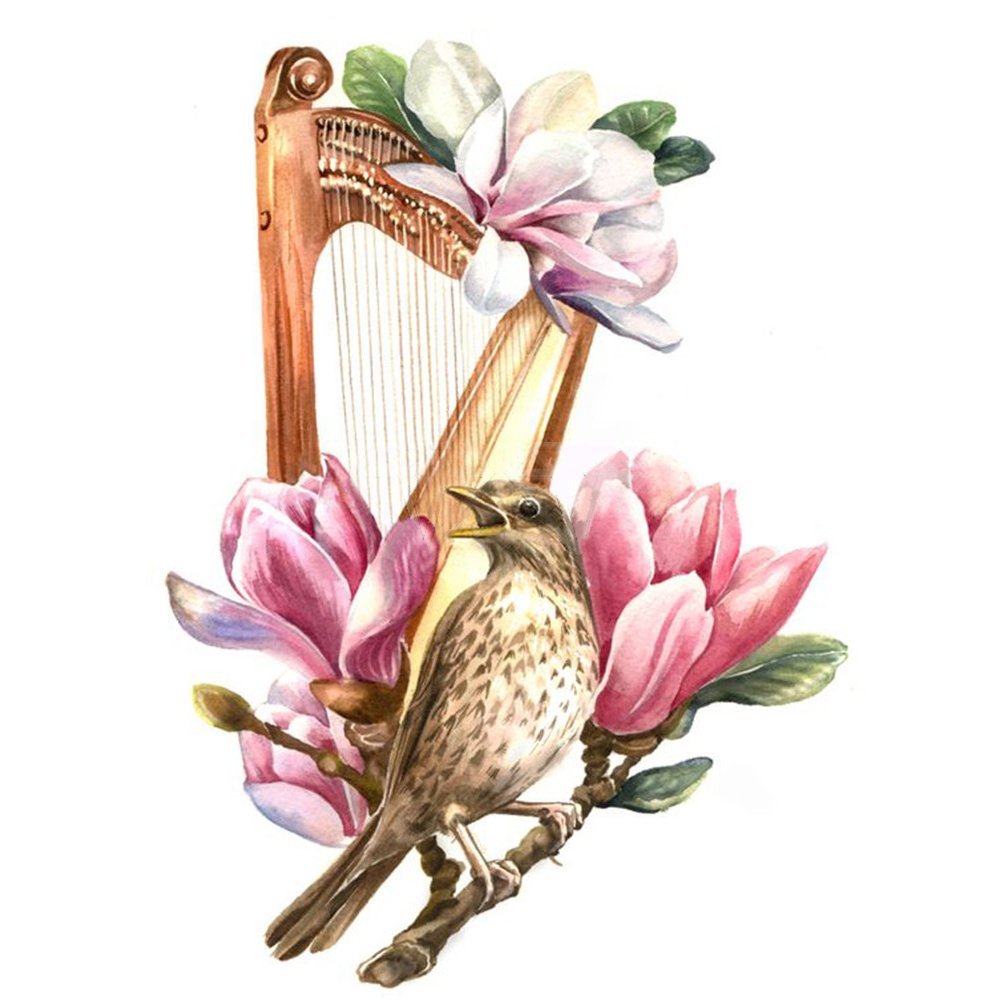 Diamond Mosaic Embroidery Kit Flower Musical Instrument