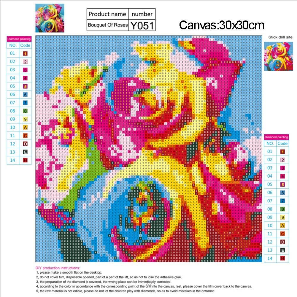 Diamond Painting - Full Round - Colorful Rose 1