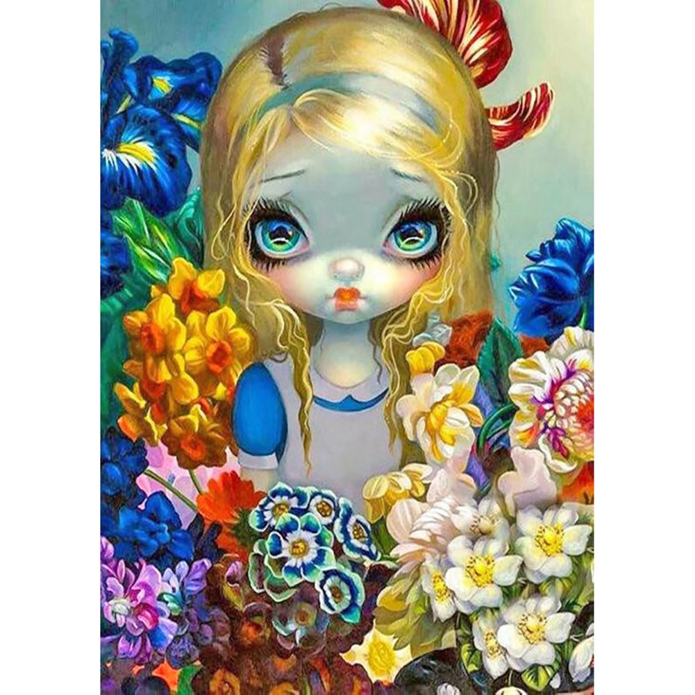 5D DIY Diamond Painting Kit - Full Round - Big Eyes Doll B