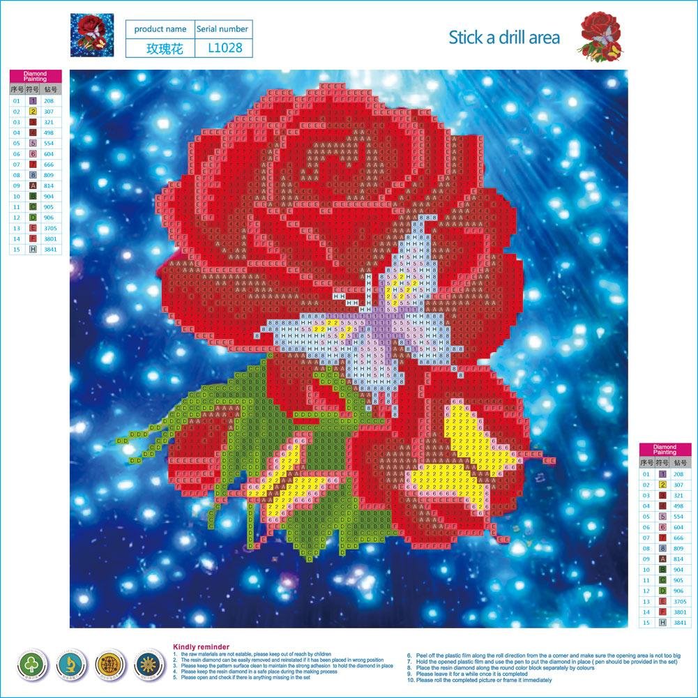 Diamond Painting - Partial Round - Red Rose 2
