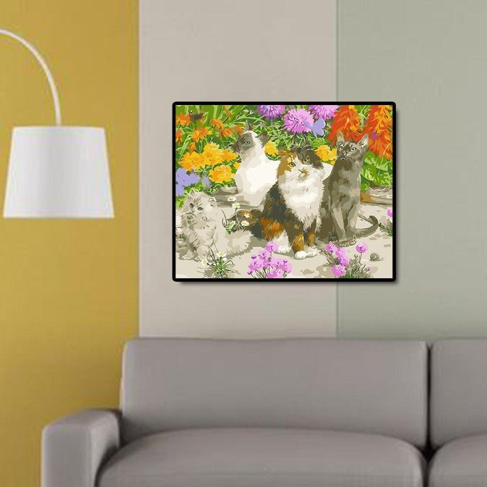 Paint by Number Kits for Adults Oil Painting Four Cats (40*50cm)