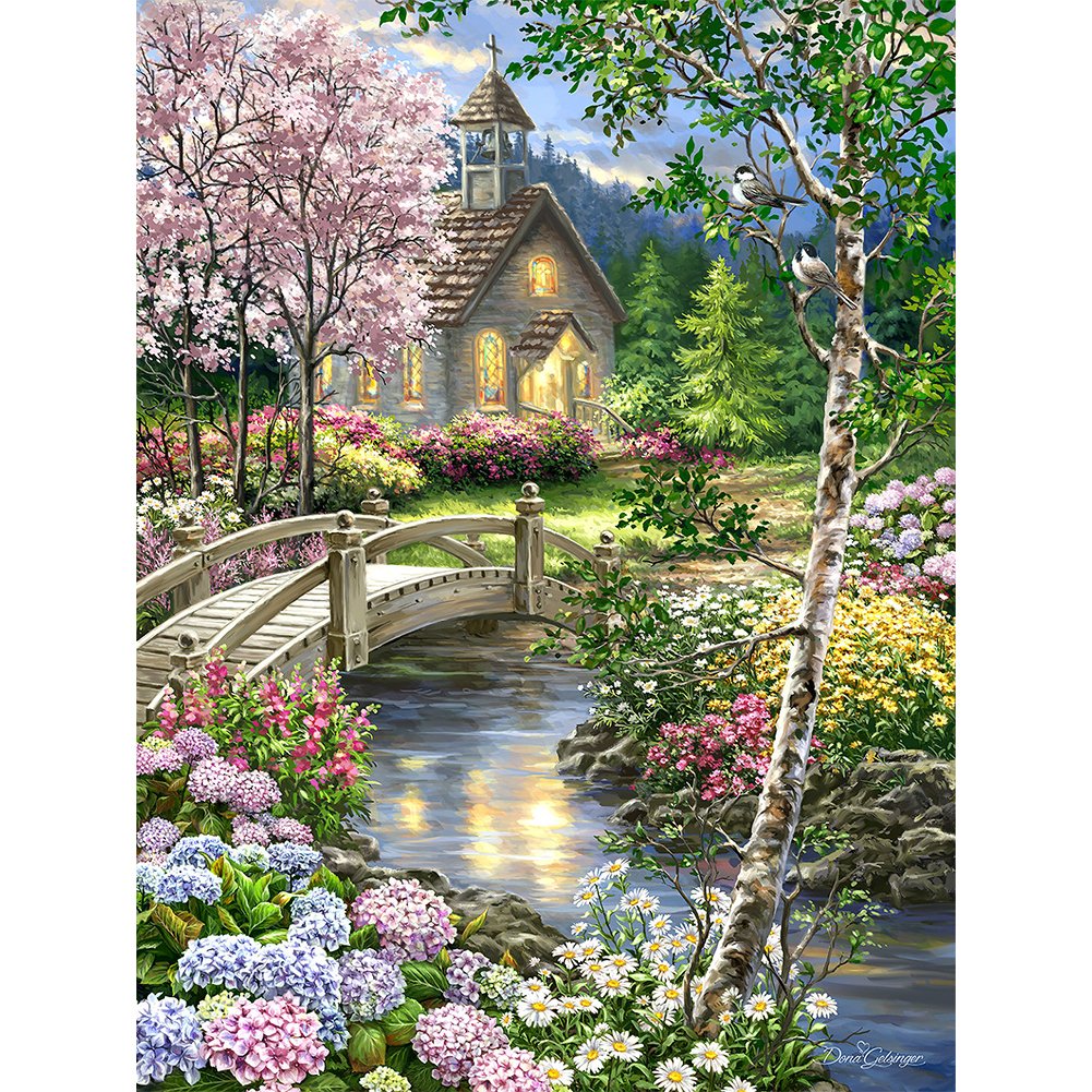 5D Diy Diamond Painting Kit Full Round Beads House Bridge