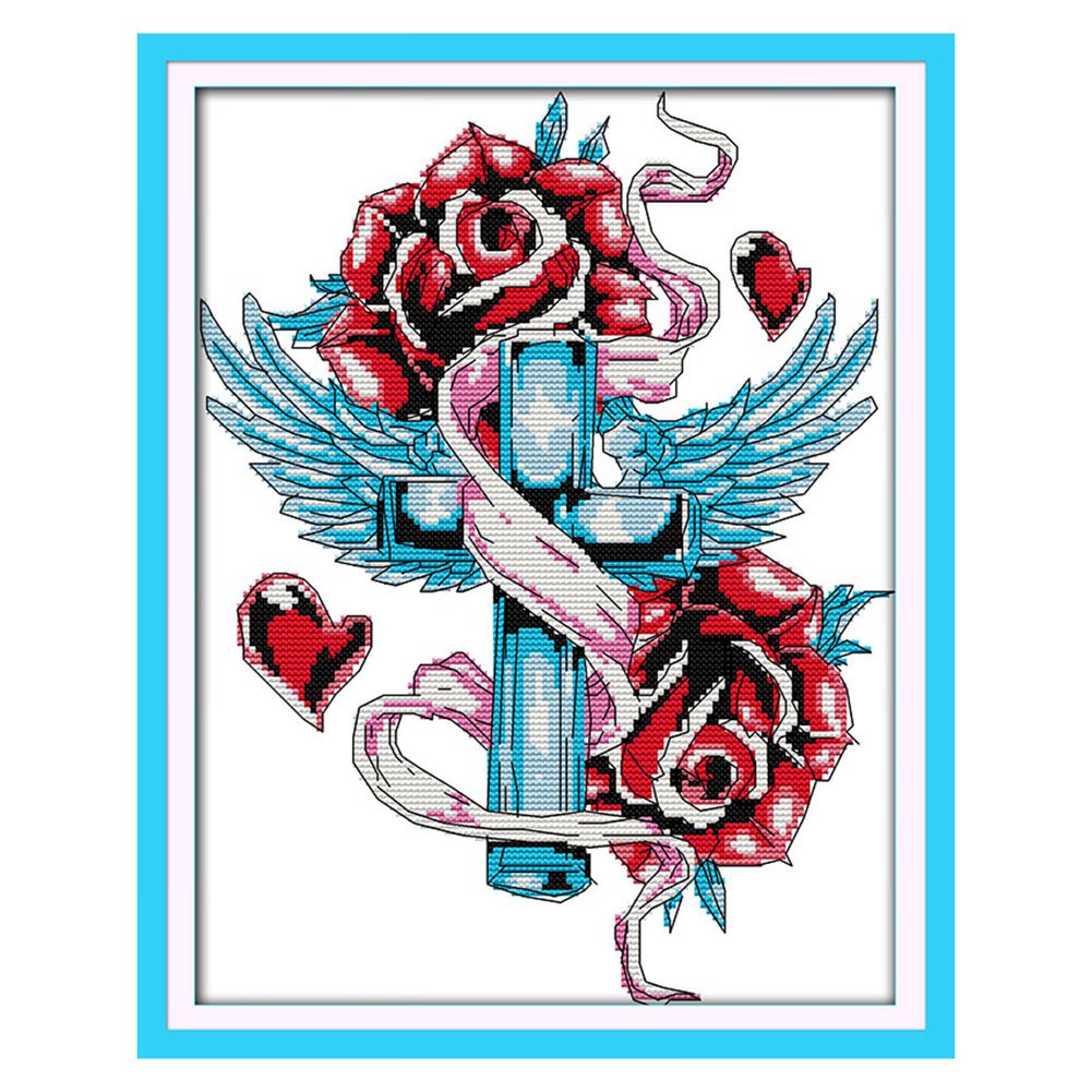 14ct Stamped Cross Stitch Cross Rose (35*28cm)
