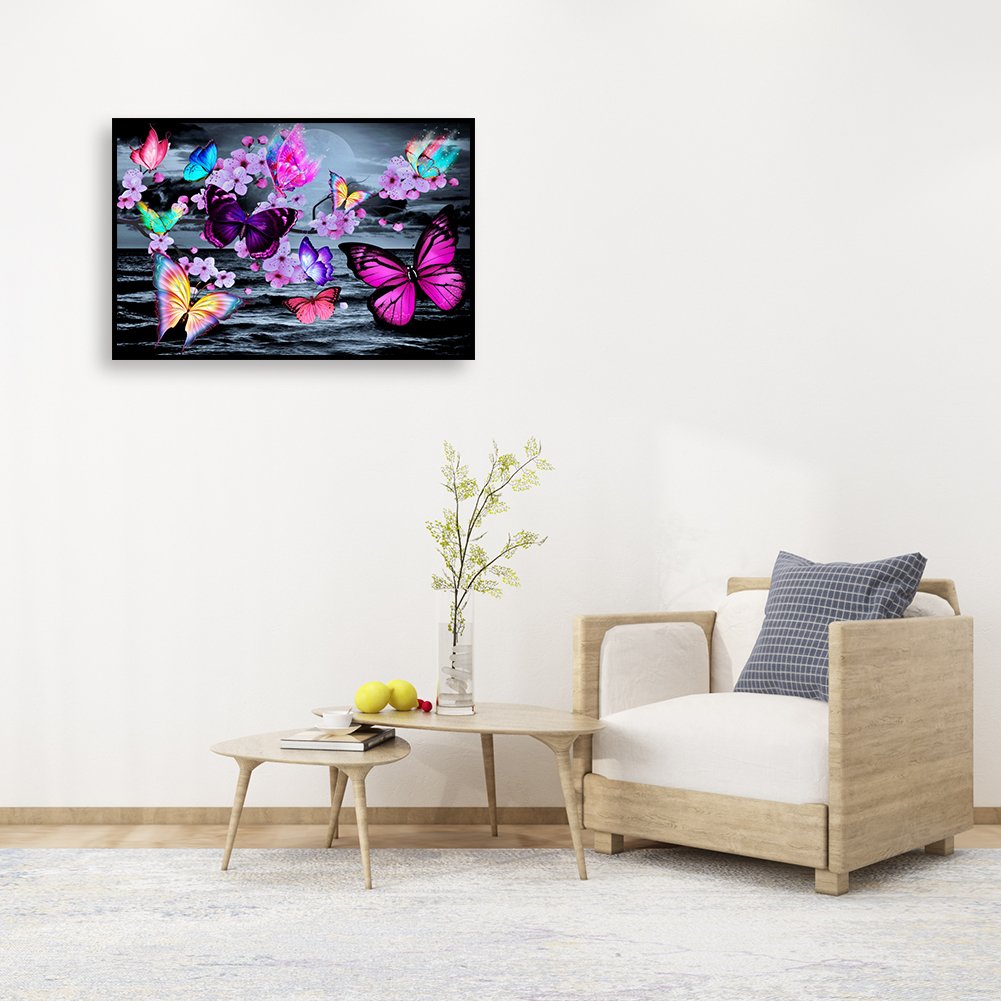 Diamond Painting - Full Round - Flower Butterfly G