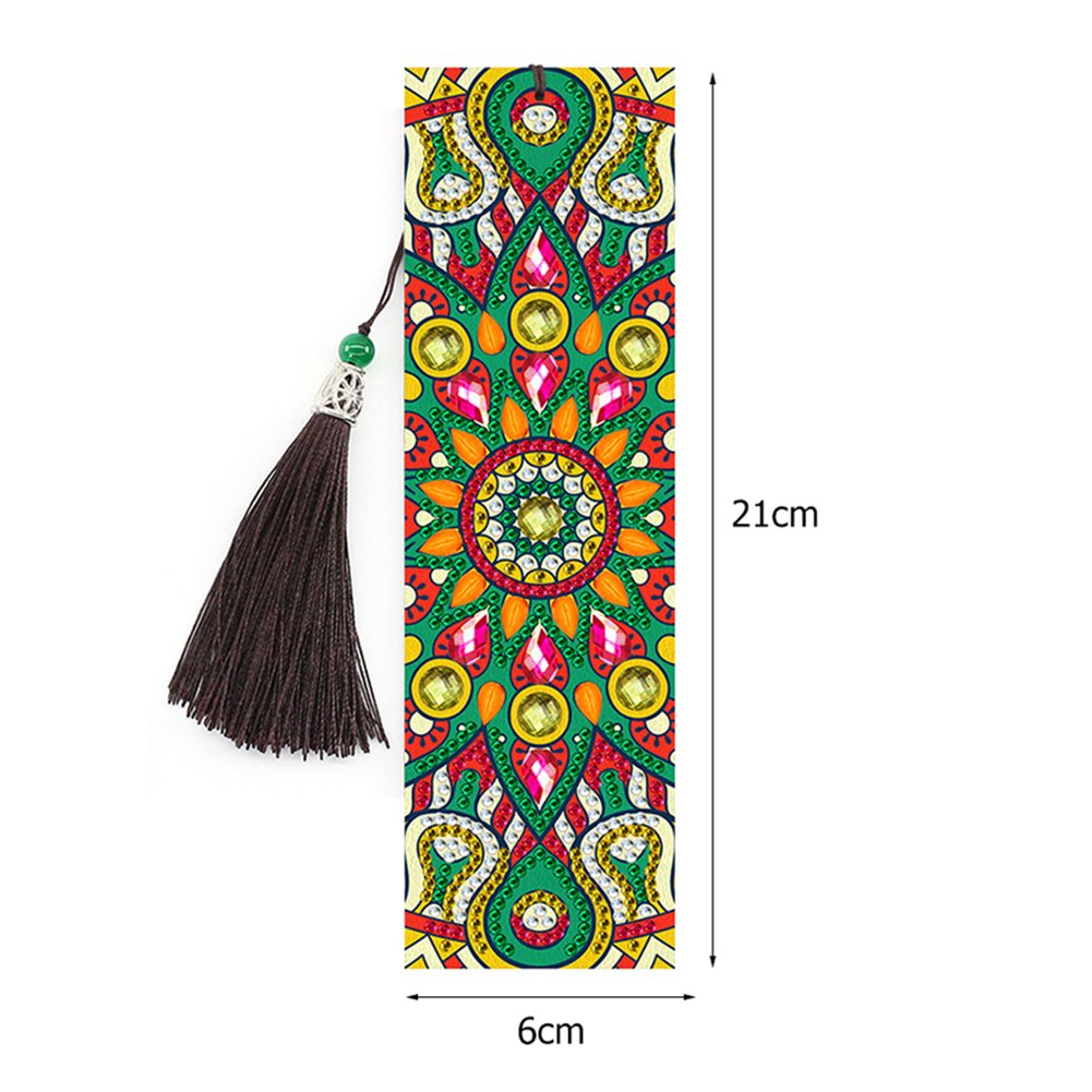 2pcs Diamond Painting Leather Tassel Mandala Bookmarks DIY Special Shaped