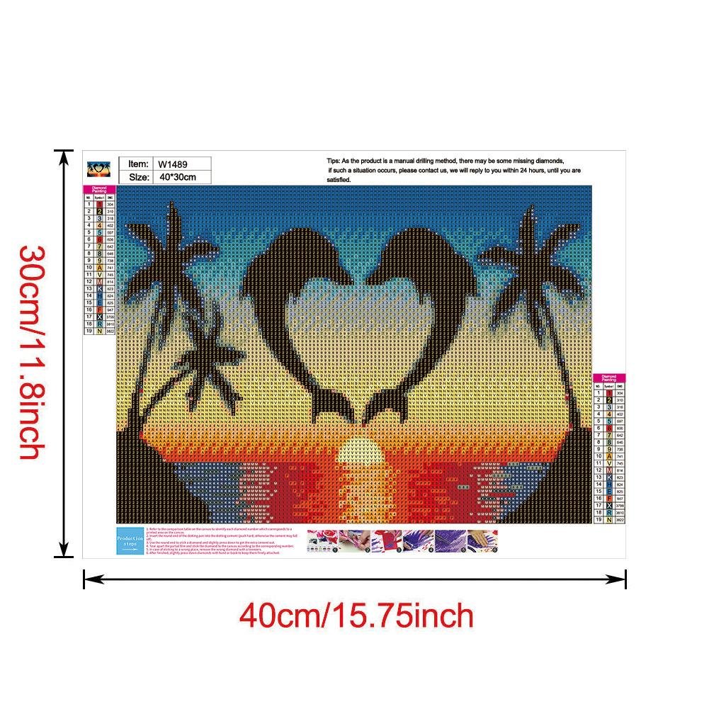 Kit de pintura de diamante DIY 5D - Redondo completo - Dolphin Love