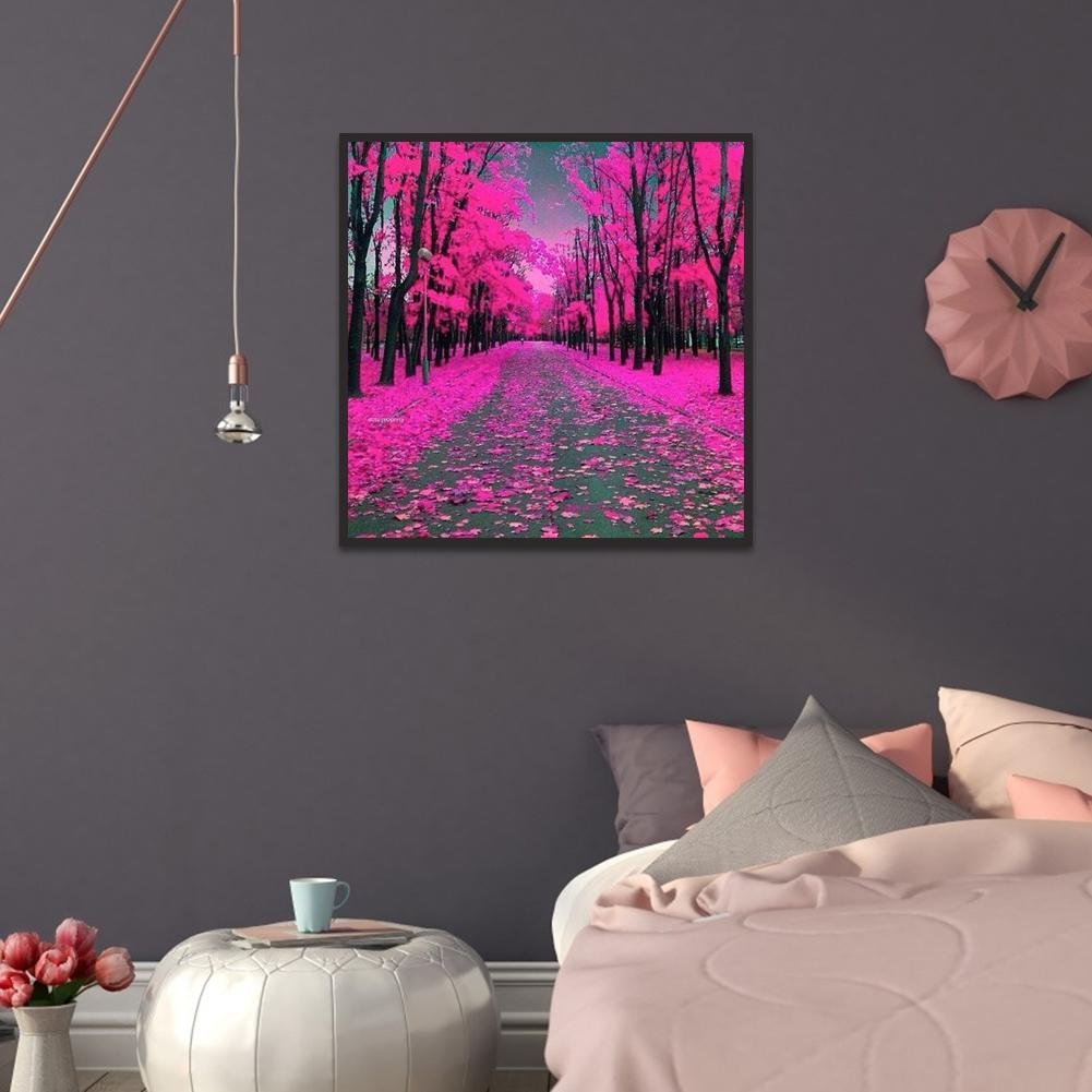Kit de pintura de diamante DIY 5D - redondo completo - rosa vermelha floresta