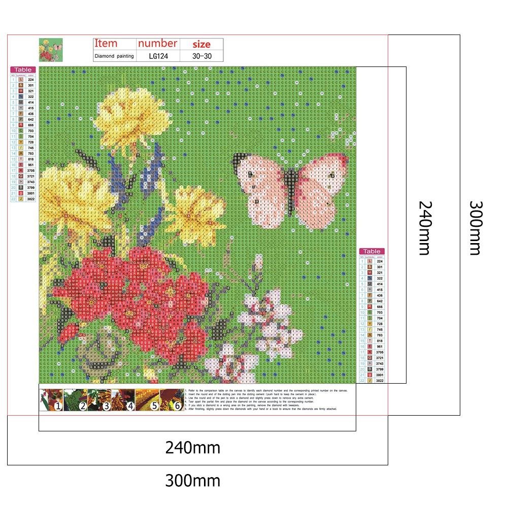Diamond Painting - Full Round - Flower Butterfly B