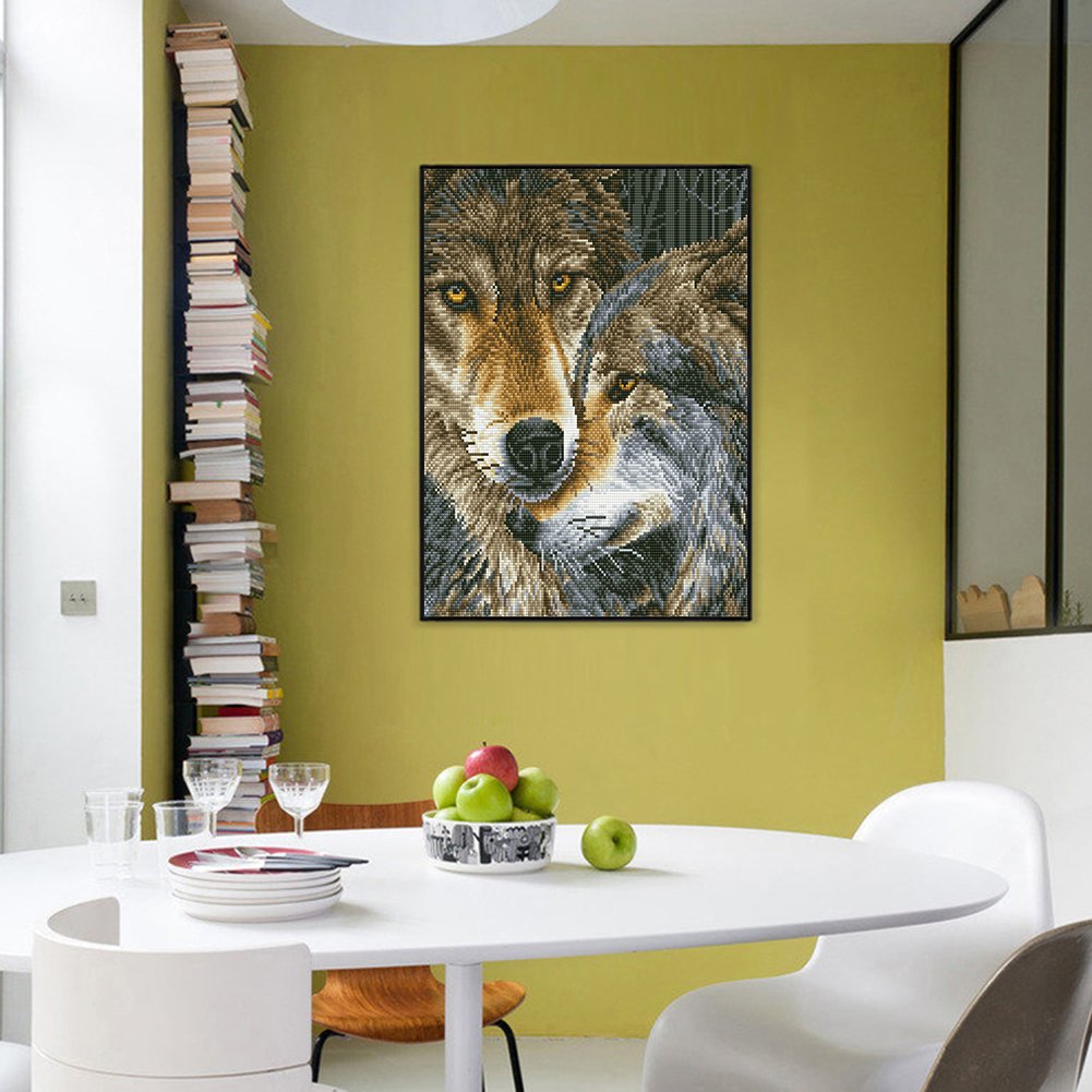 Diamond Painting - Full Round -Two Wolves
